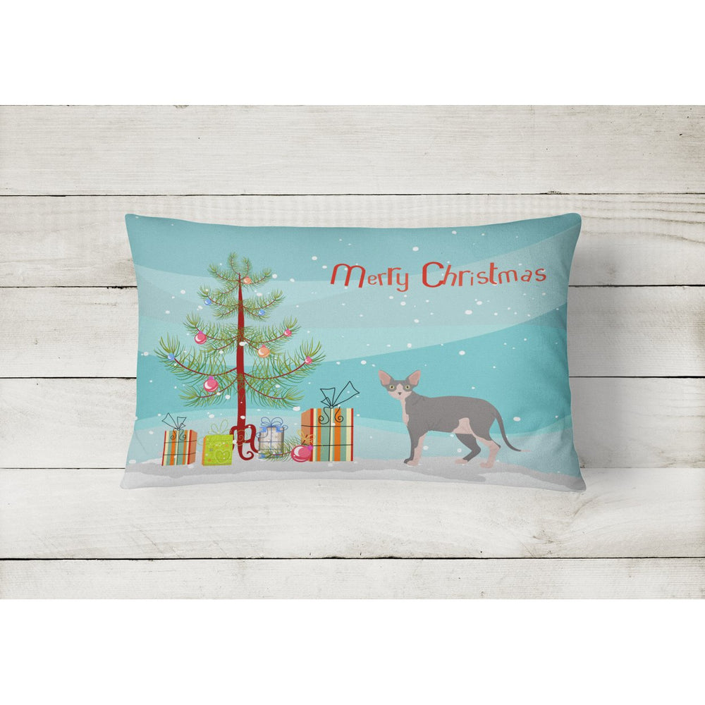 Sphynx Style 2 Cat Merry Christmas Canvas Fabric Decorative Pillow Image 2