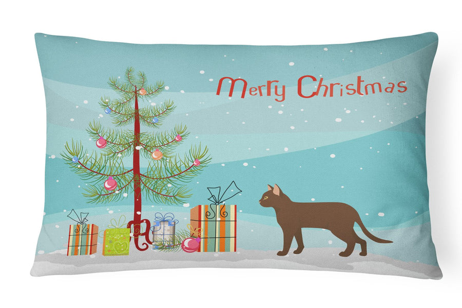 Suphalak Cat Merry Christmas Canvas Fabric Decorative Pillow Image 1