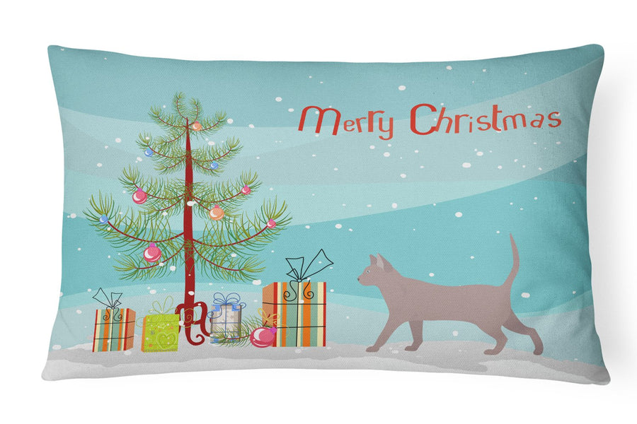 Thai Lilac Style 2 Cat Merry Christmas Canvas Fabric Decorative Pillow Image 1