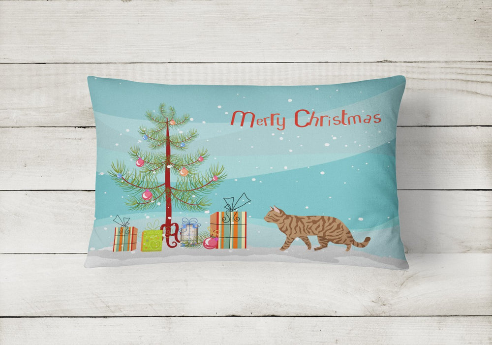 Toyger Cat Merry Christmas Canvas Fabric Decorative Pillow Image 2