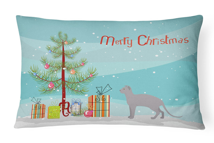 Ukrainian Levkoy Style 2 Cat Merry Christmas Canvas Fabric Decorative Pillow Image 1