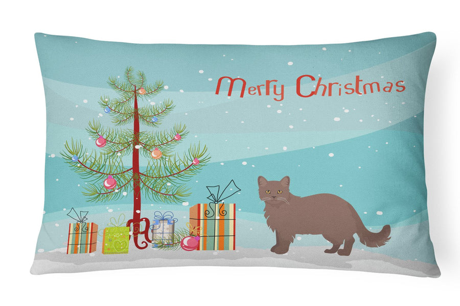 York Chocolate Style 1 Cat Merry Christmas Canvas Fabric Decorative Pillow Image 1