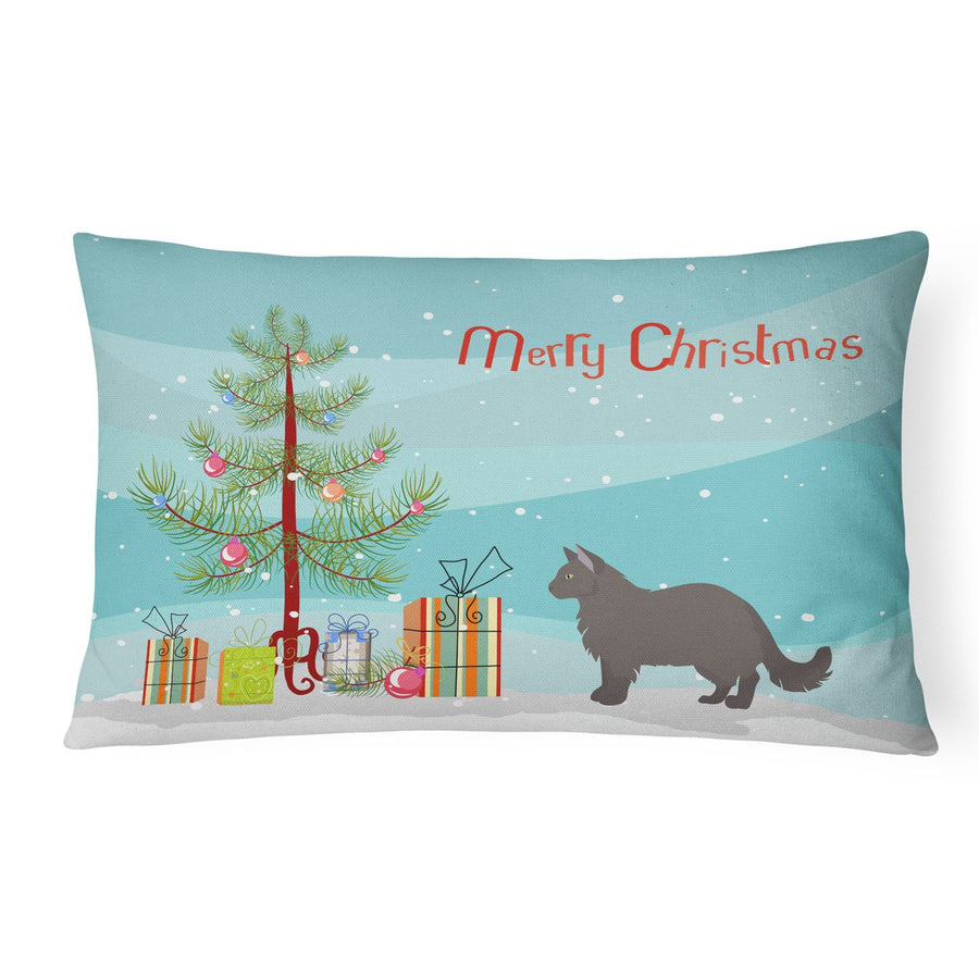 York Chocolate Style 2 Cat Merry Christmas Canvas Fabric Decorative Pillow Image 1