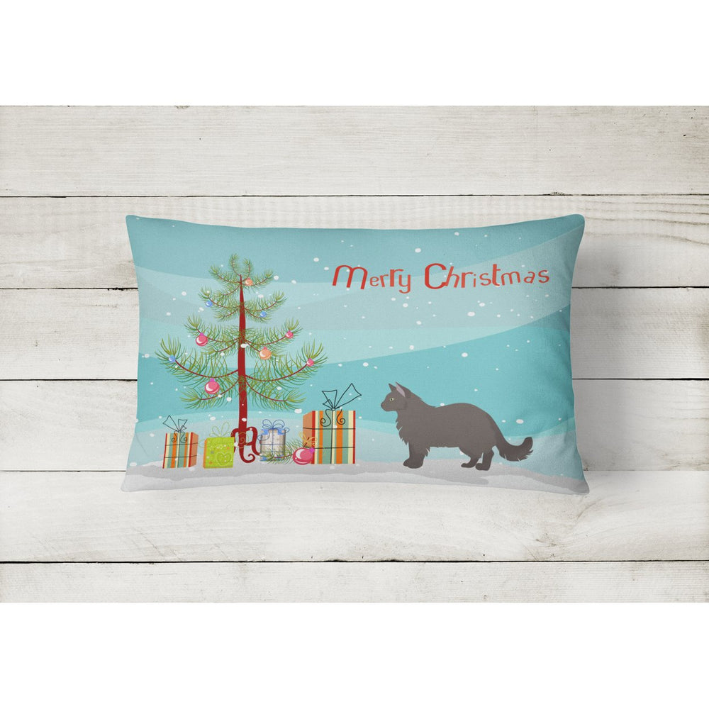 York Chocolate Style 2 Cat Merry Christmas Canvas Fabric Decorative Pillow Image 2