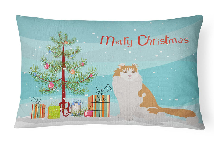 American Curl Cat Merry Christmas Canvas Fabric Decorative Pillow Image 1