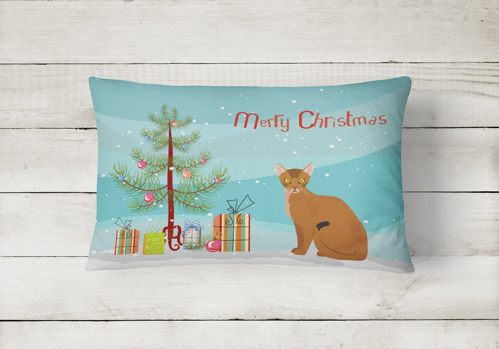 Abyssinian Cat Merry Christmas Canvas Fabric Decorative Pillow Image 2