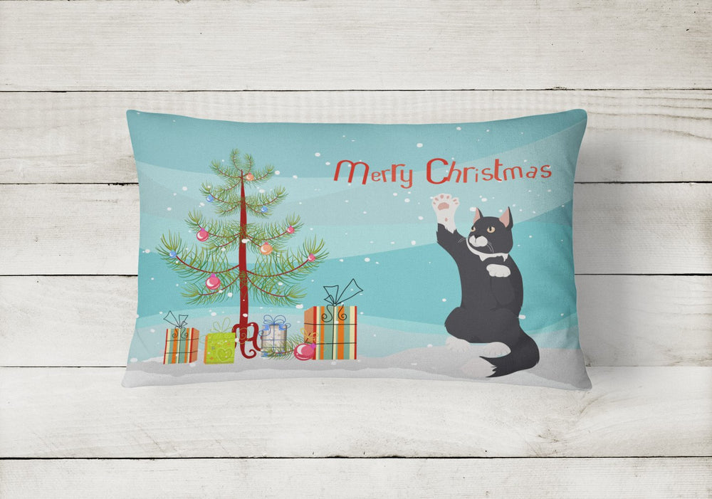 American Polydactyl Cat Merry Christmas Canvas Fabric Decorative Pillow Image 2