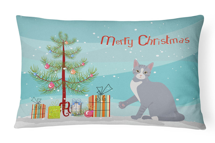 American Polydactyl Style 2 Cat Merry Christmas Canvas Fabric Decorative Pillow Image 1