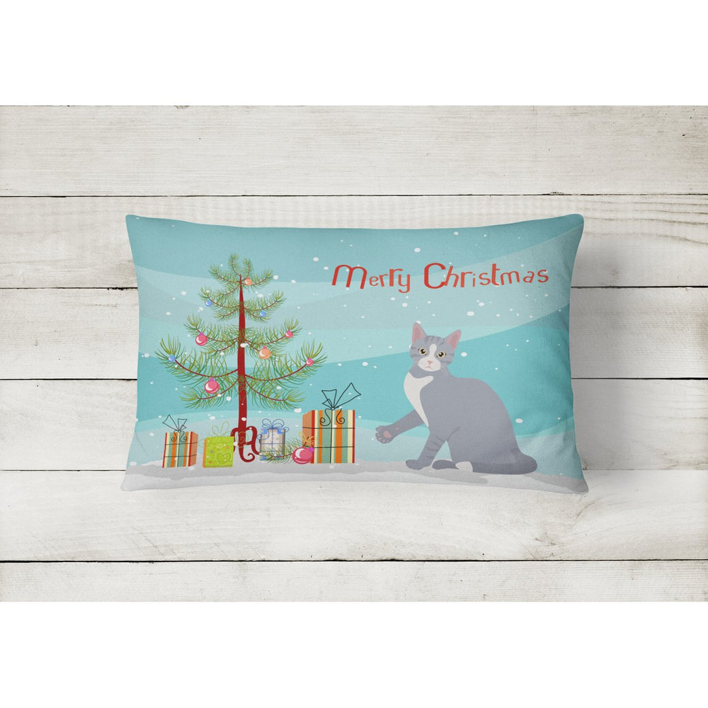 American Polydactyl Style 2 Cat Merry Christmas Canvas Fabric Decorative Pillow Image 2