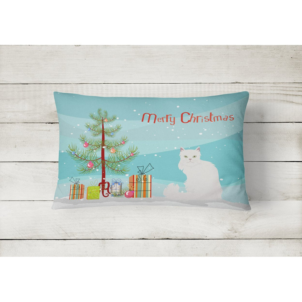 Asian Semi Longhaired Cat Merry Christmas Canvas Fabric Decorative Pillow Image 2