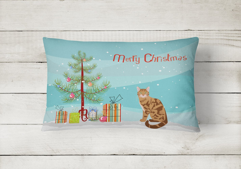 Bengal Cat Merry Christmas Canvas Fabric Decorative Pillow Image 2