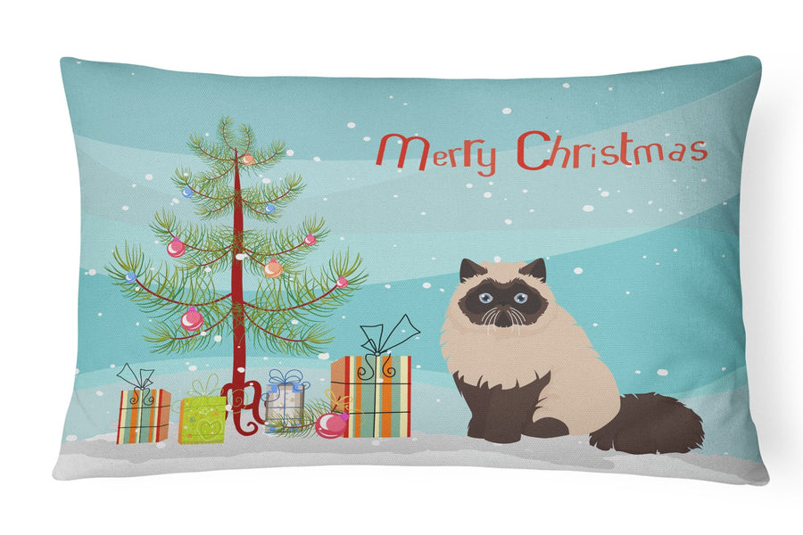 Colorpoint Persian Hymalayan Cat Merry Christmas Canvas Fabric Decorative Pillow Image 1