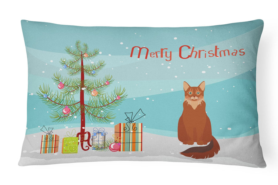 Somali Cat Merry Christmas Canvas Fabric Decorative Pillow Image 1