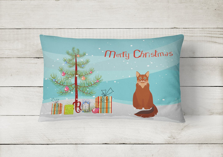 Somali Cat Merry Christmas Canvas Fabric Decorative Pillow Image 2