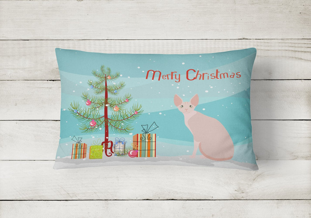 Sphynx Style 2 Cat Merry Christmas Canvas Fabric Decorative Pillow Image 2