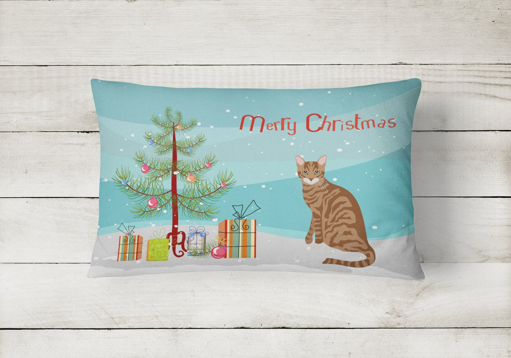 Toyger Cat Merry Christmas Canvas Fabric Decorative Pillow Image 2