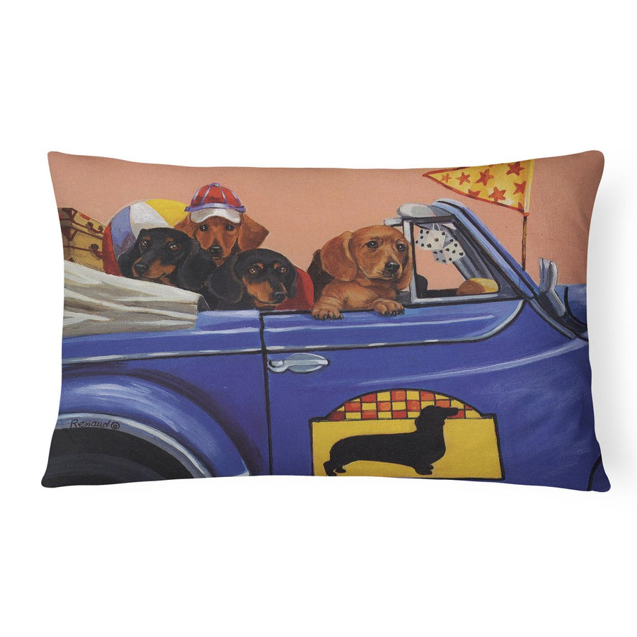 Dachshund Dachsmobile Canvas Fabric Decorative Pillow Image 1