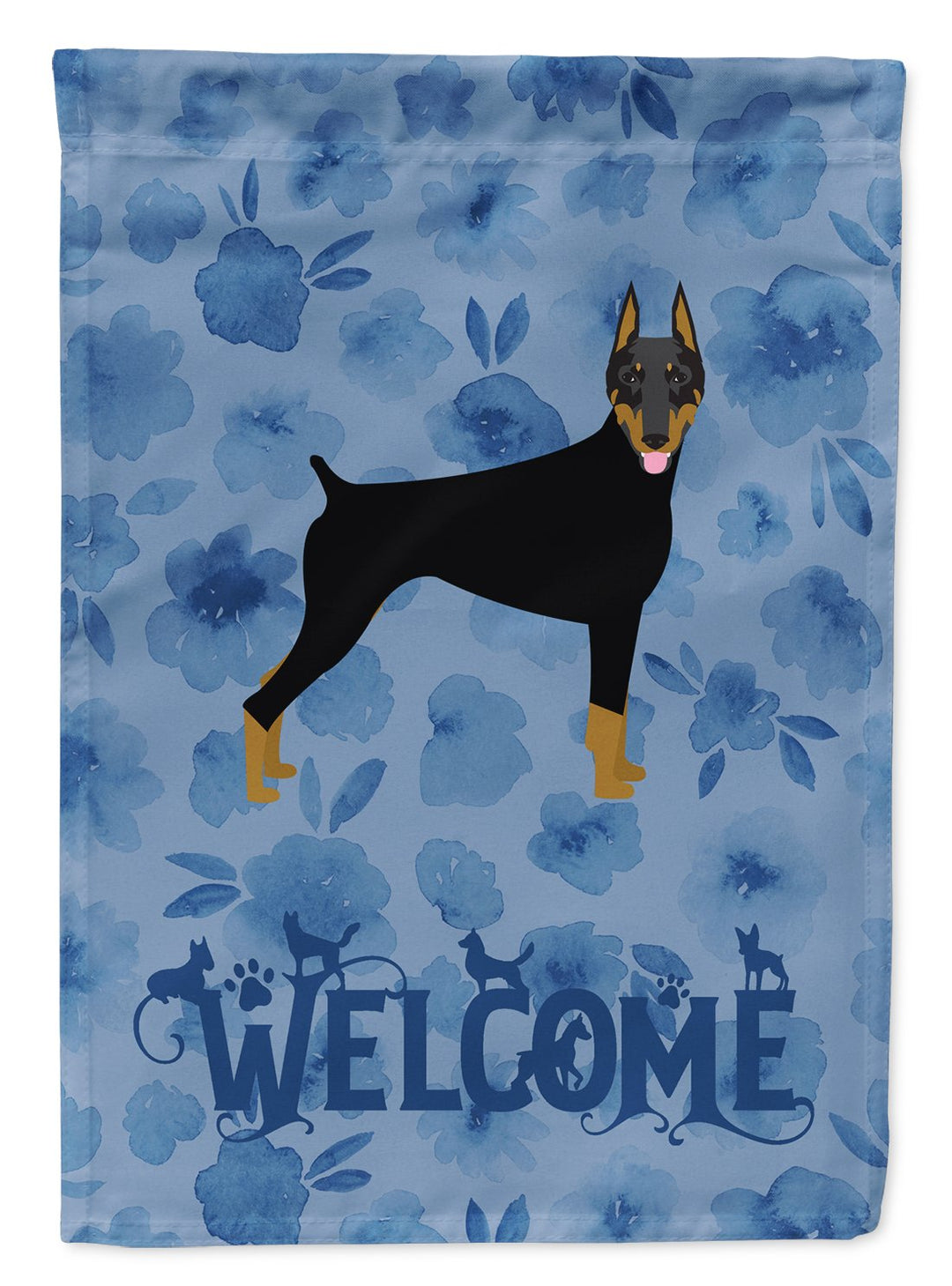 Doberman Pinscher Welcome Flag Canvas House Size Image 1