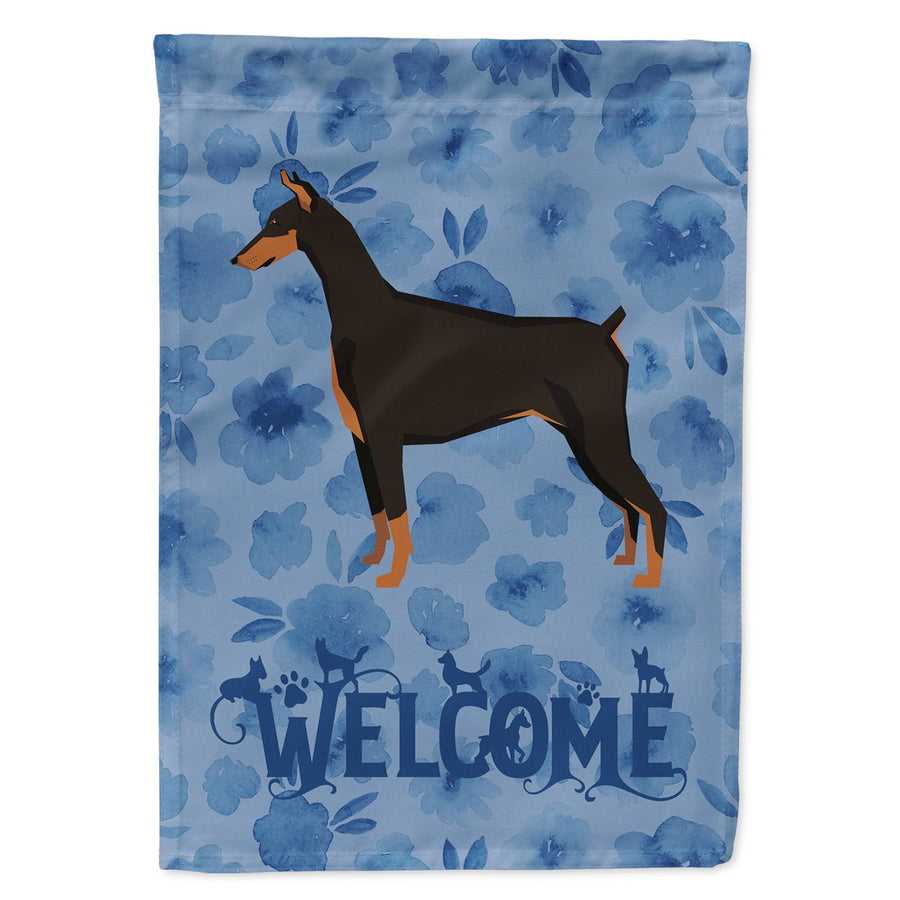 Doberman Pinscher Welcome Flag Canvas House Size Image 1