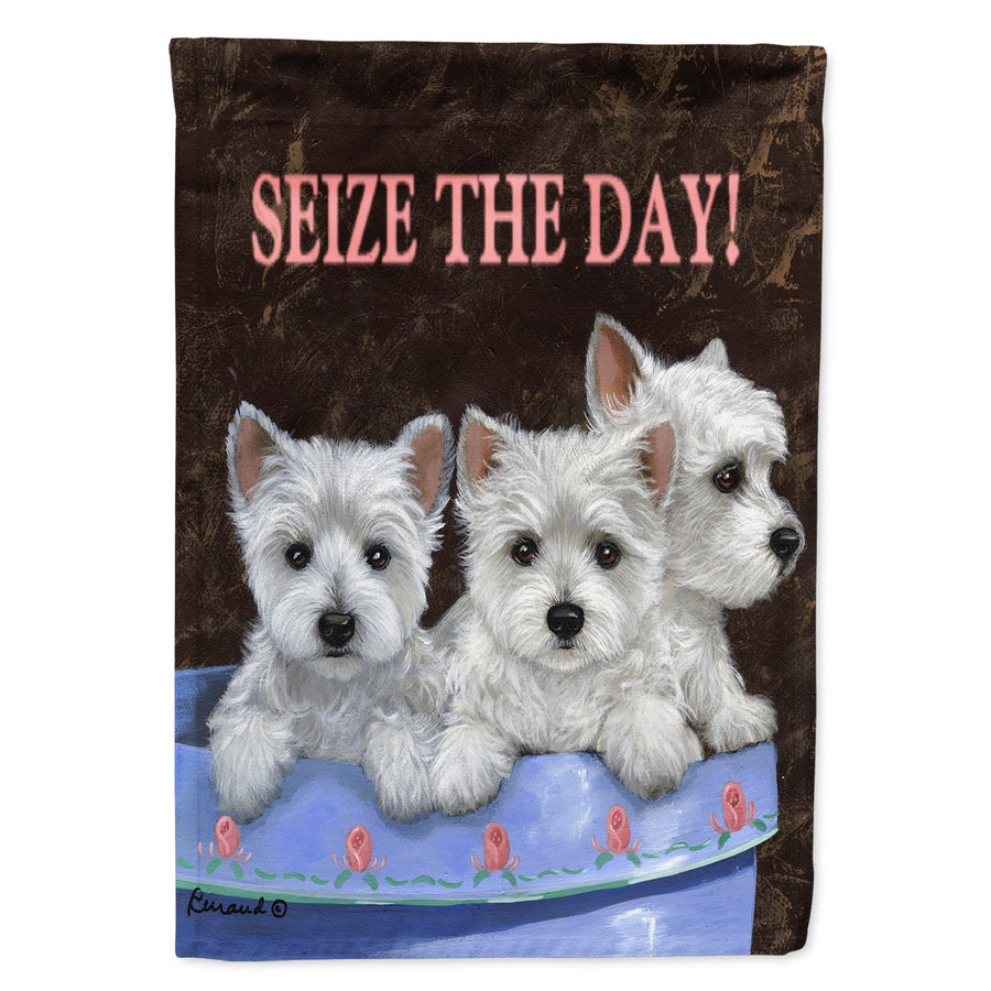 Westie Seize the Day Flag Canvas House Size PPP3232CHF Image 1