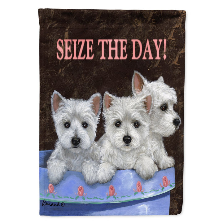 Westie Seize the Day Flag Canvas House Size Image 1