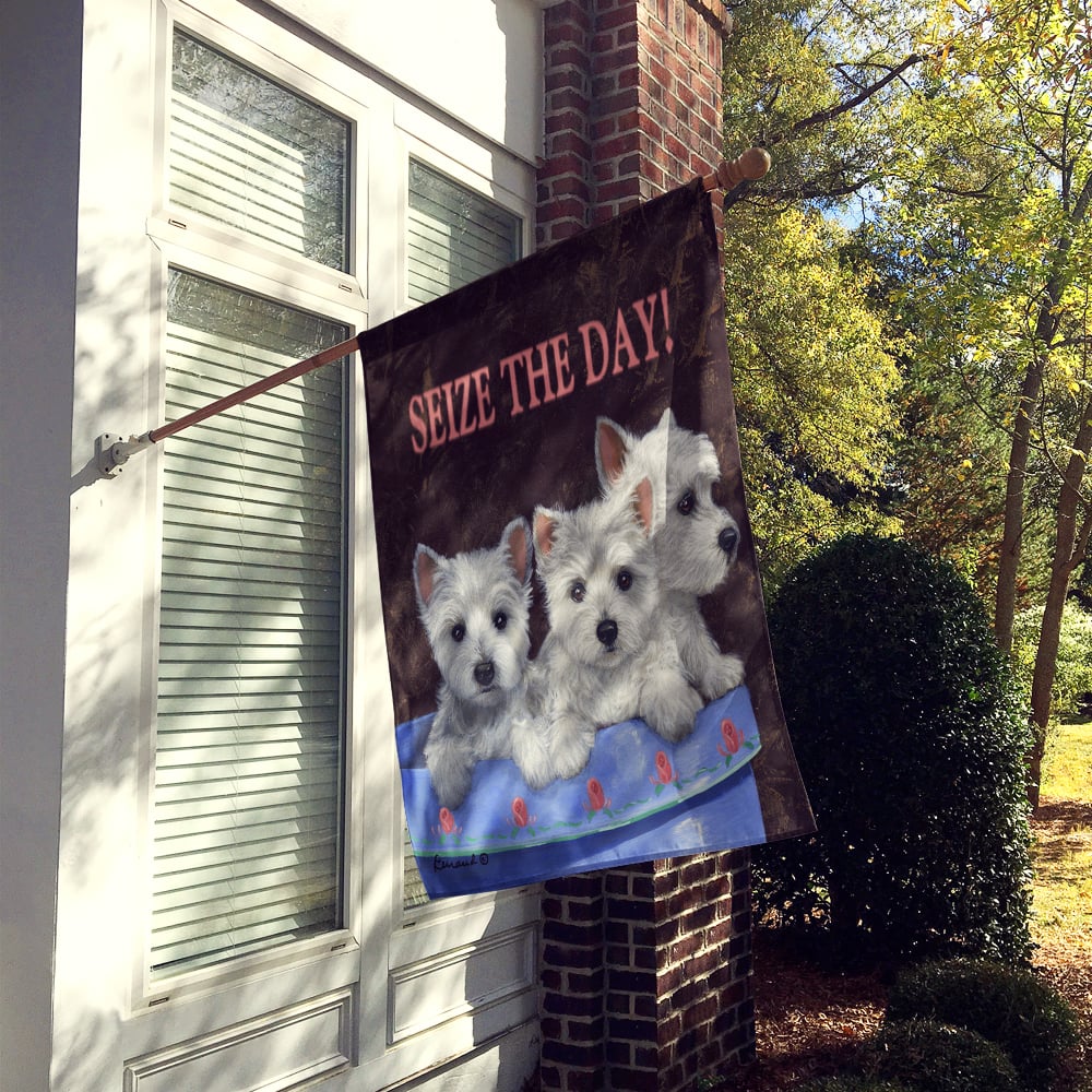 Westie Seize the Day Flag Canvas House Size PPP3232CHF Image 2