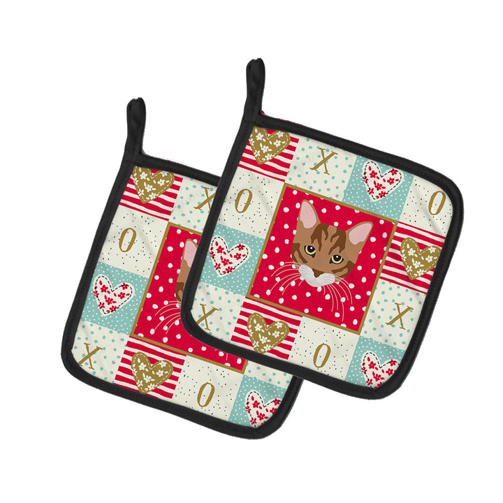 Toyger Cat Love Pair of Pot Holders Image 1