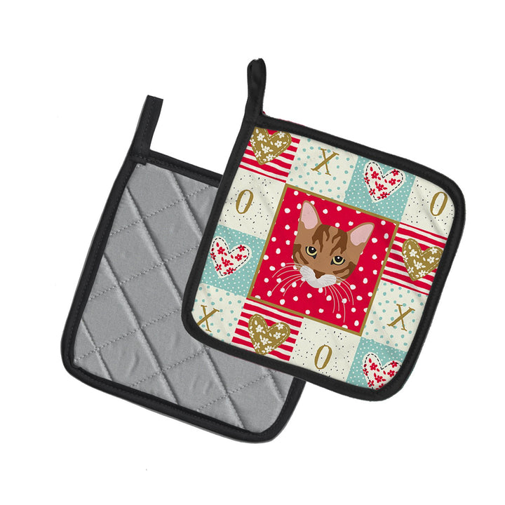 Toyger Cat Love Pair of Pot Holders Image 2