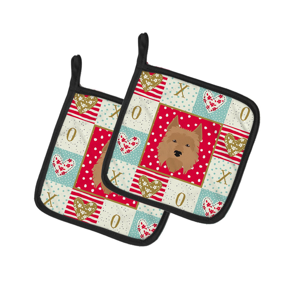 Australian Terrier Love Pair of Pot Holders Image 1