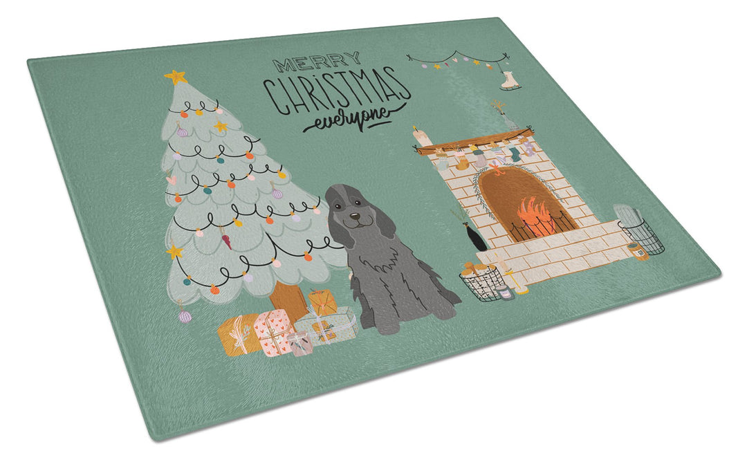 Black Cocker Spaniel Christmas Everyone Glass Cutting Board Large Image 1