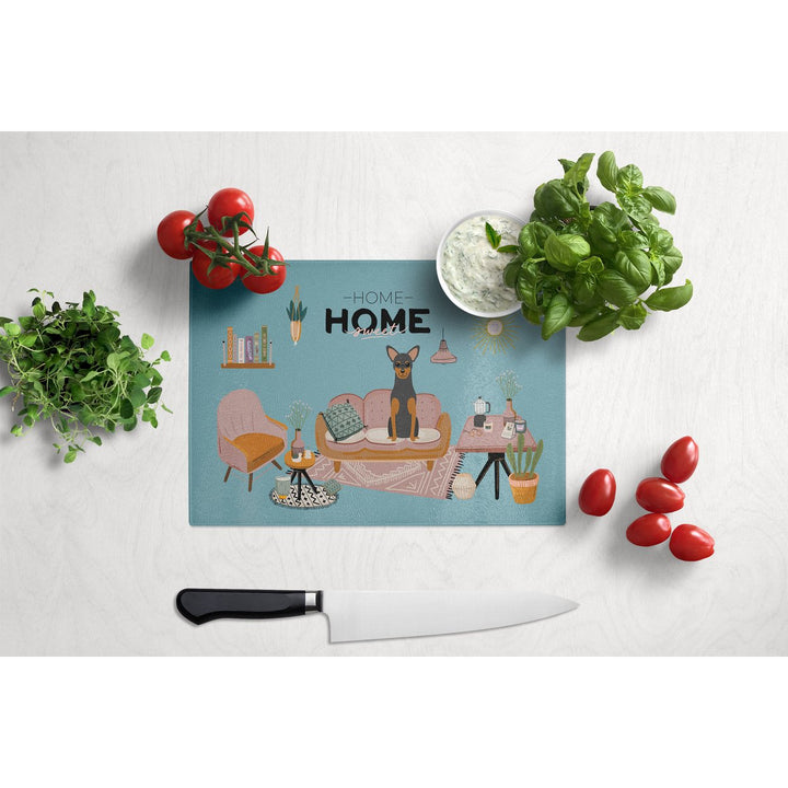 Manchester Terrier Sweet Home Glass Cutting Board Large Image 3