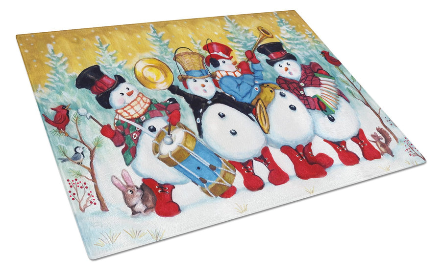 Snowmen Strike up the Band Glass Cutting Board Large Image 1