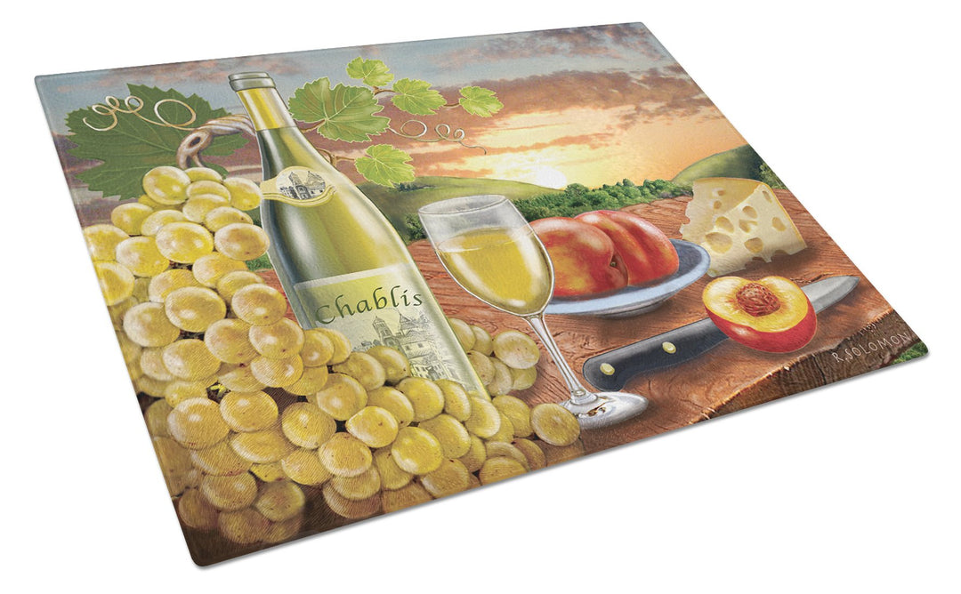 Chablis, Peach, Wine and Cheese Glass Cutting Board Large Image 1