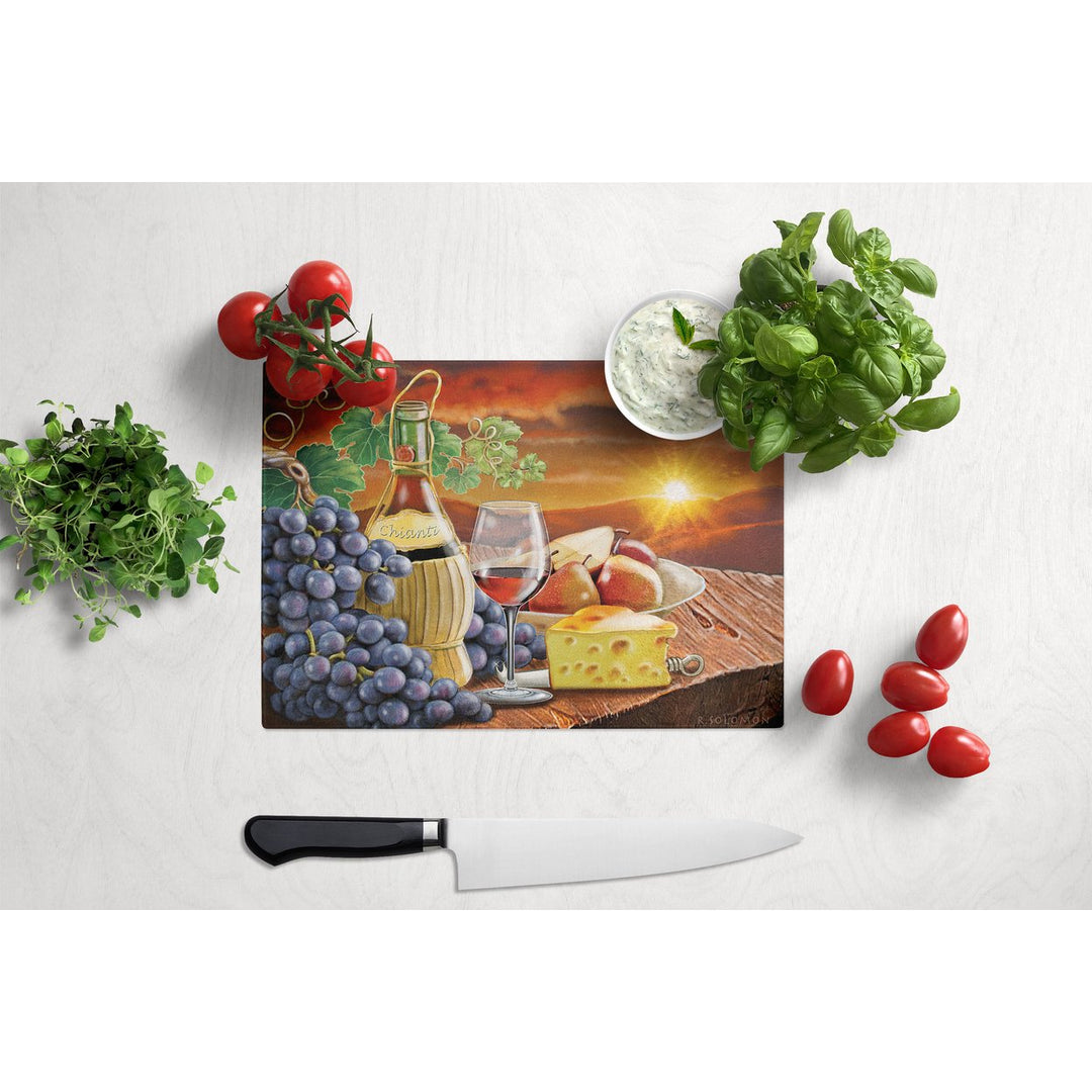 Chianti, Pears, Wine and Cheese Glass Cutting Board Large Image 3