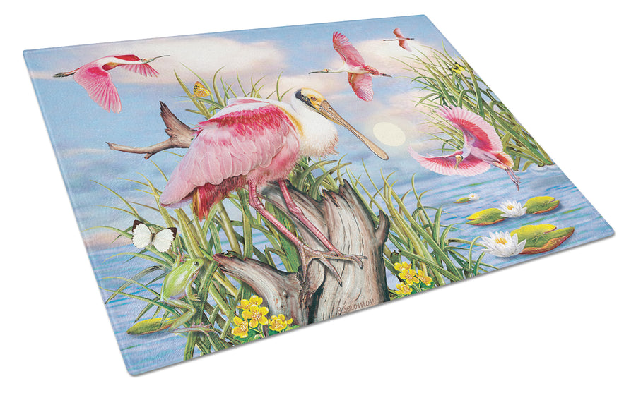 Roseate Spoonbill Glass Cutting Board Large Image 1