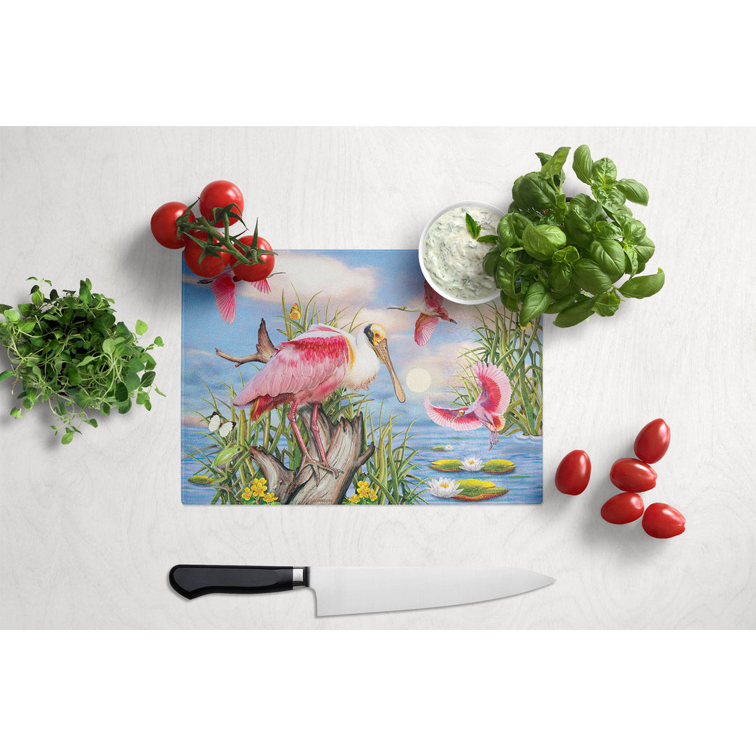 Roseate Spoonbill Glass Cutting Board Large Image 3