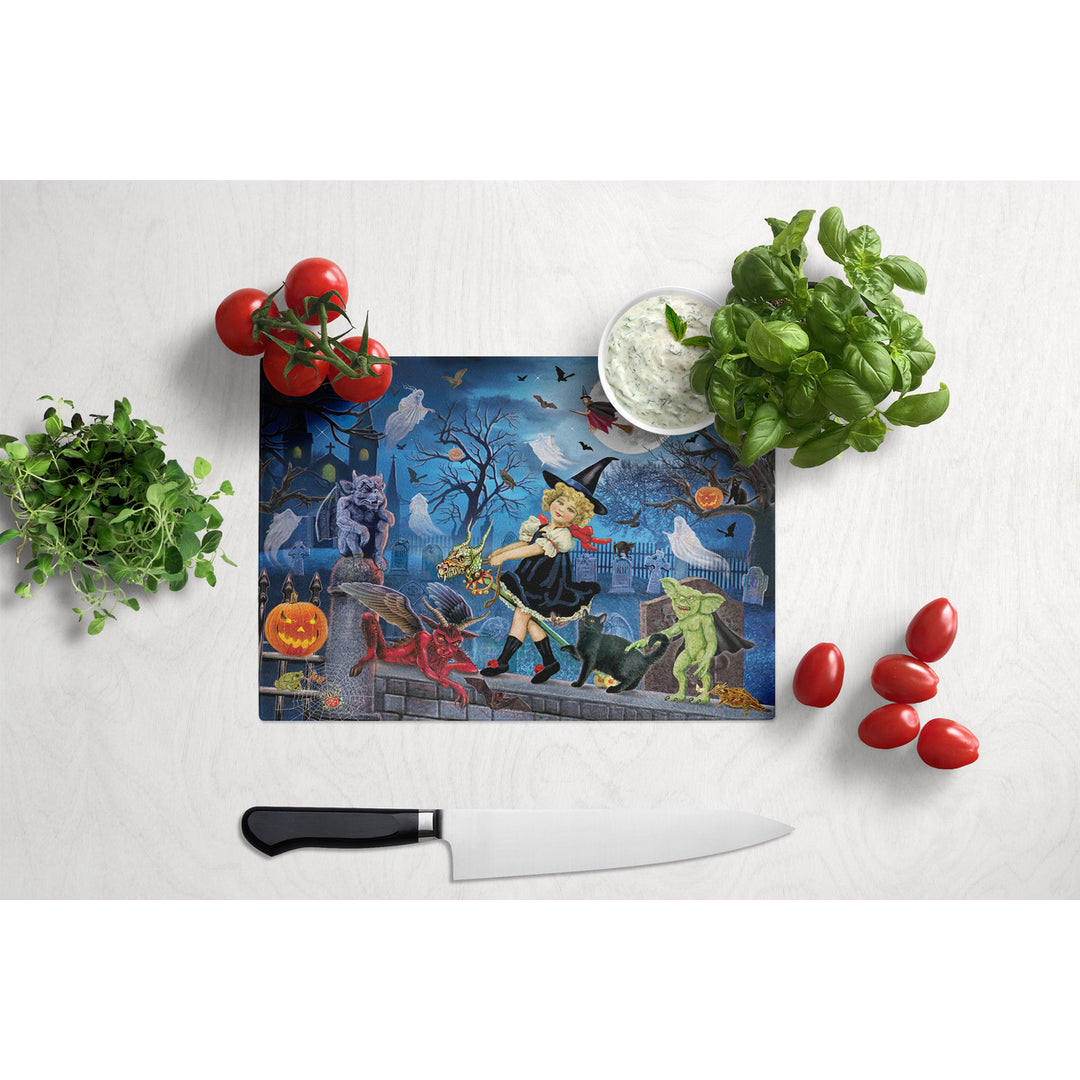 Littlest Witchs Halloween Party Glass Cutting Board Large Image 3