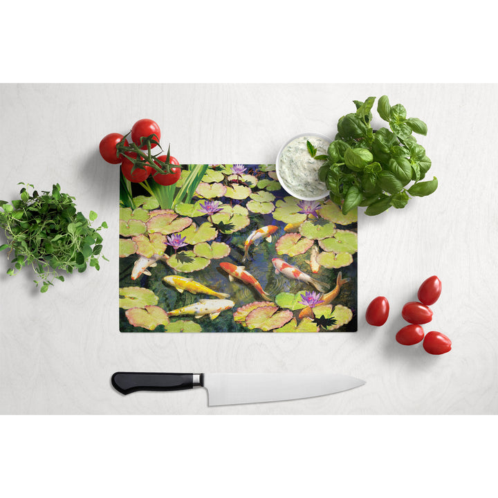 Koi Pond IV Glass Cutting Board Large Image 3