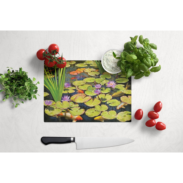 Koi Pond II Glass Cutting Board Large Image 3