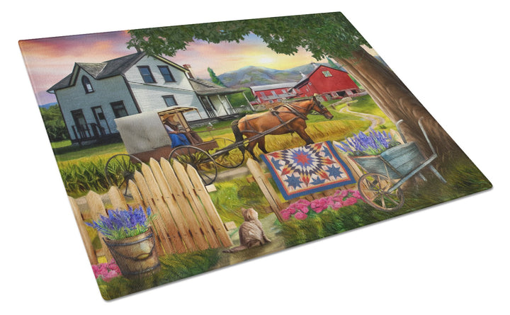 Headed Home for Dinner Farm Glass Cutting Board Large Image 1