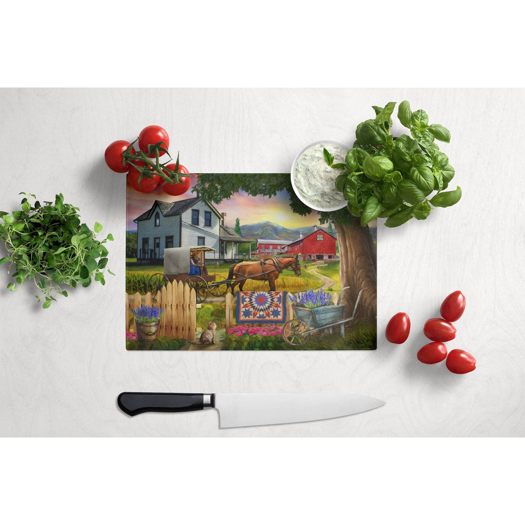 Headed Home for Dinner Farm Glass Cutting Board Large Image 3