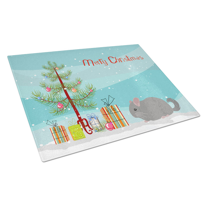 Agouti Chinchilla Merry Christmas Glass Cutting Board Large Image 1