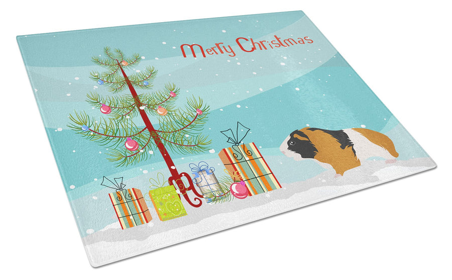 Rex Guinea Pig Merry Christmas Glass Cutting Board Large Image 1