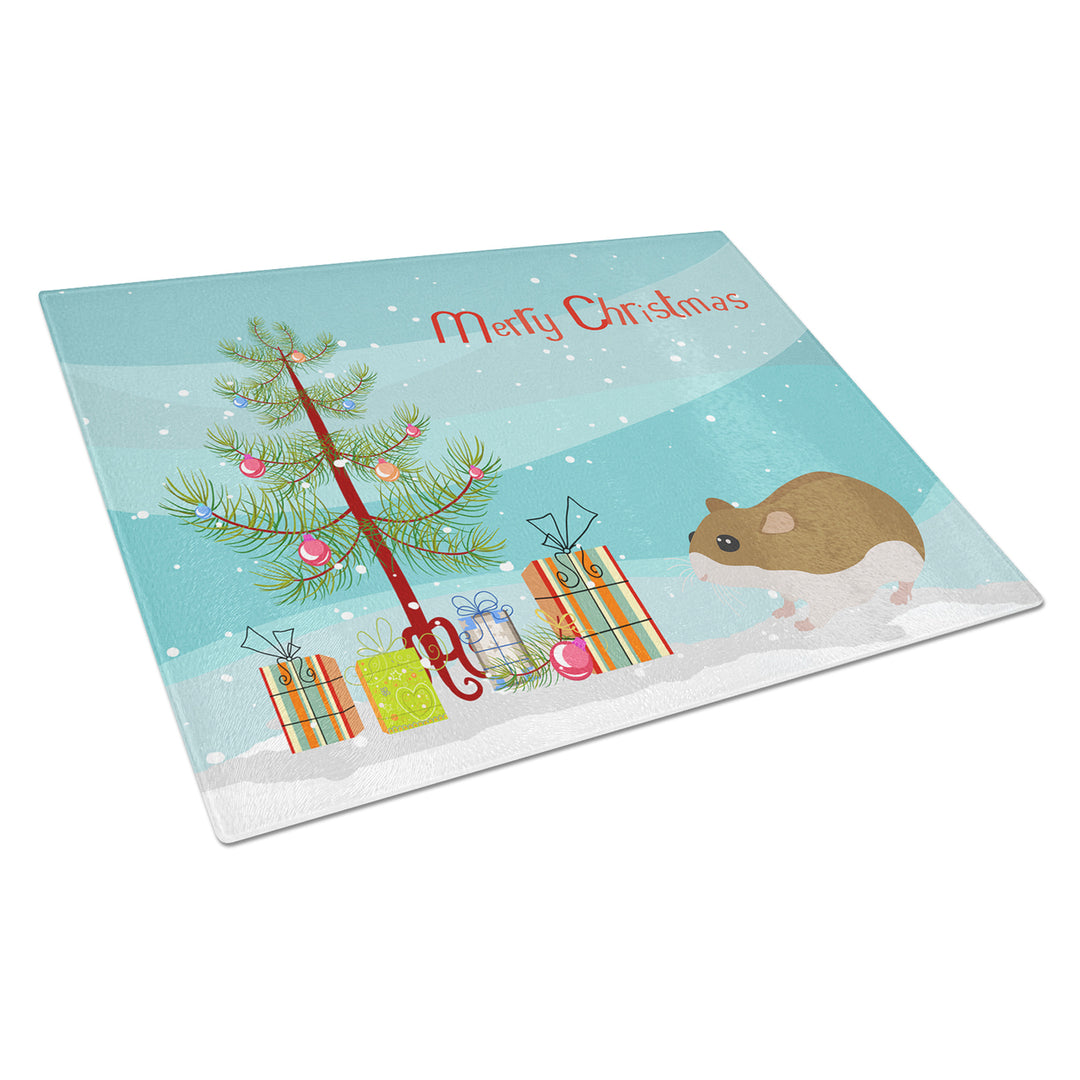 Chinese Hamster Merry Christmas Glass Cutting Board Large Image 1