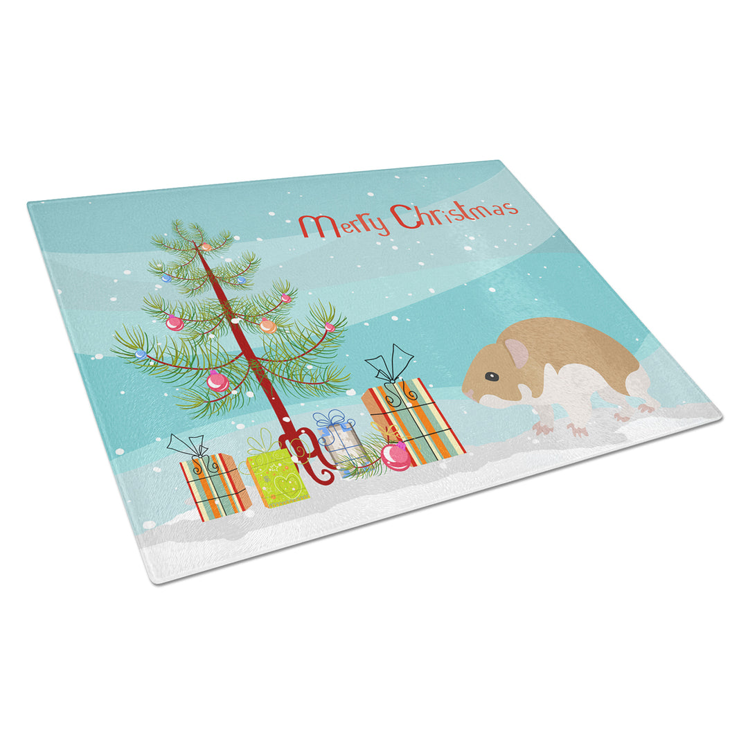 Turkish Hamster Merry Christmas Glass Cutting Board Large Image 1