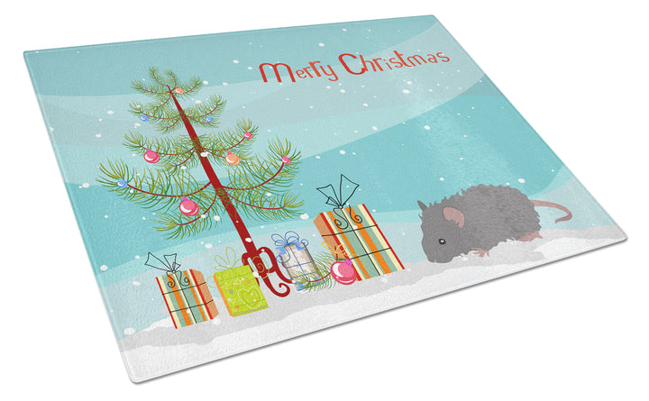 Australian Long Coated Mouse Merry Christmas Glass Cutting Board Large Image 1