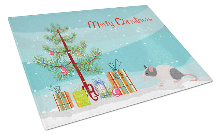 Japanese Mouse Merry Christmas Glass Cutting Board Large Image 1