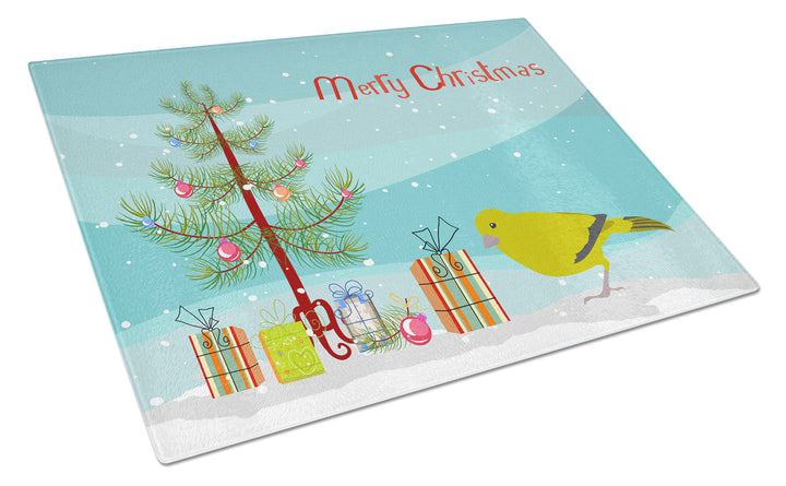 London Canary Merry Christmas Glass Cutting Board Large Image 1