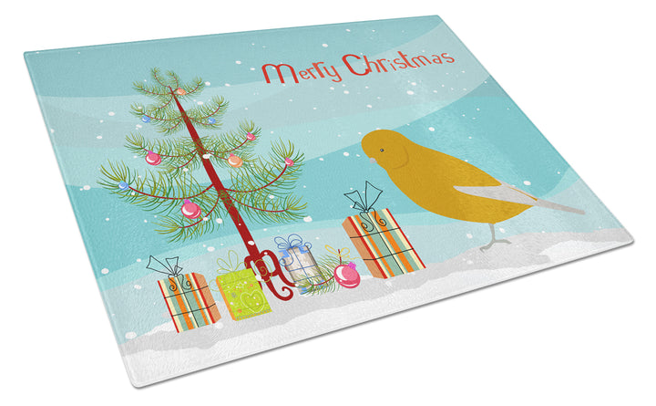 Norwich Canary Merry Christmas Glass Cutting Board Large Image 1