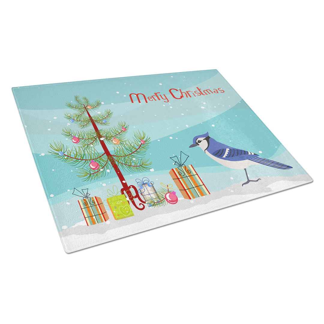 Jay Bird Merry Christmas Glass Cutting Board Large Image 1